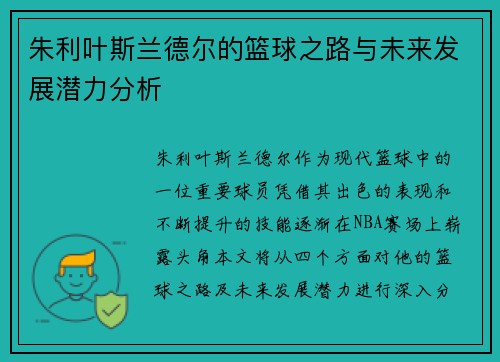 朱利叶斯兰德尔的篮球之路与未来发展潜力分析